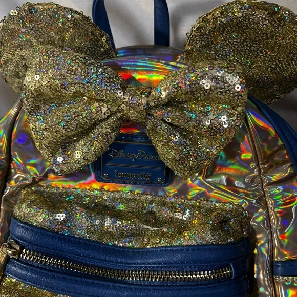 Disney Loungefly 50th Anniversary Iridescent and Gold Backpack - Picture 3 of 5